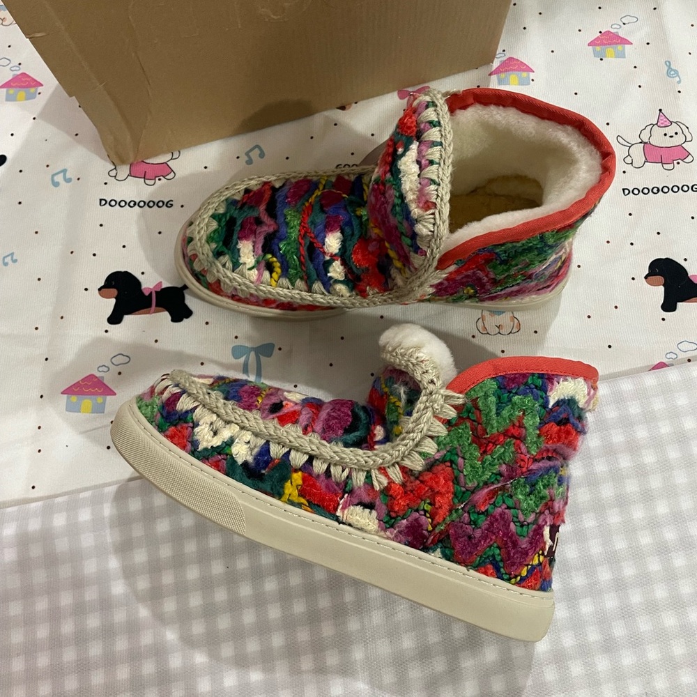 Mou Multicolor Knit High-Top Shoes - Cozy Lined